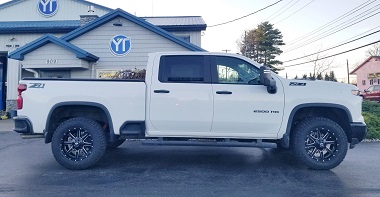 FUEL Maverick Wheels installed on a white Chevy 2500HD truck in Horseheads, NY